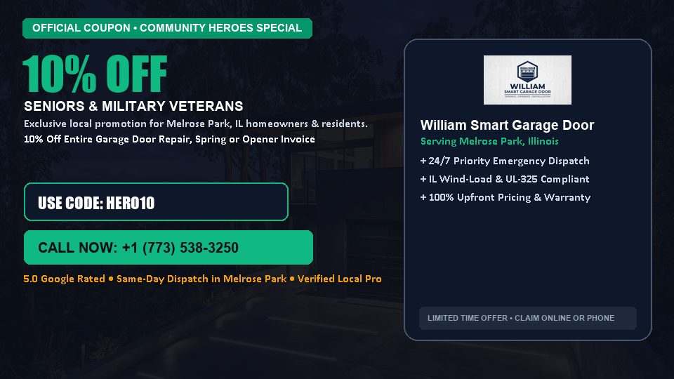 William Smart Garage Door 10% OFF Seniors & Military Veterans in Melrose Park, IL